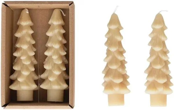 Creative Co-Op Unscented Tree Shaped Taper Candles (Set of 2)