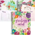 Floral Greeting Card Organizer Book with Pockets and Numbering 10 x 8.5 Inches