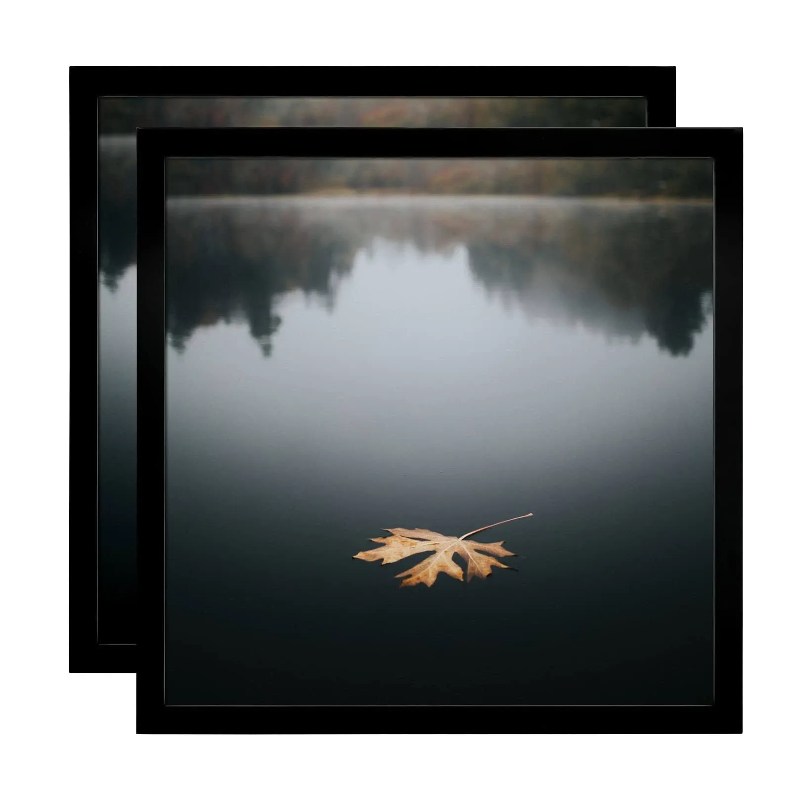 Egofine 16x16 Picture Frame Wood Black, Mats 9 Opening 4x4 Pictures, Display Multiple 4x4 Pictures, Covered by Plexiglass, Set of 2