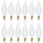 Simba Lighting Candelabra Flame Tip Frosted CA10 40W E12 Base (12 Pack) Decorative Incandescent Light Bulbs 120V for Chandeliers, Ceiling Fan Lights, Pendants, Wall Sconces, Dimmable, Warm White 2700K