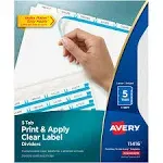 Avery Print and Apply Index Maker Clear Label Dividers 8 White Tabs Letter 5 Sets