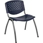 Flash Furniture RUT-F01A-NY-GG Hercules Navy Plastic Stack Chair with Titanium Gray Powder Coated Frame