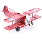 Vintage Retro Wrought Metal Iron Biplane Plane Aircraft Handicraft Models - Photo Props home Decor/ornament/souvenir (Red)