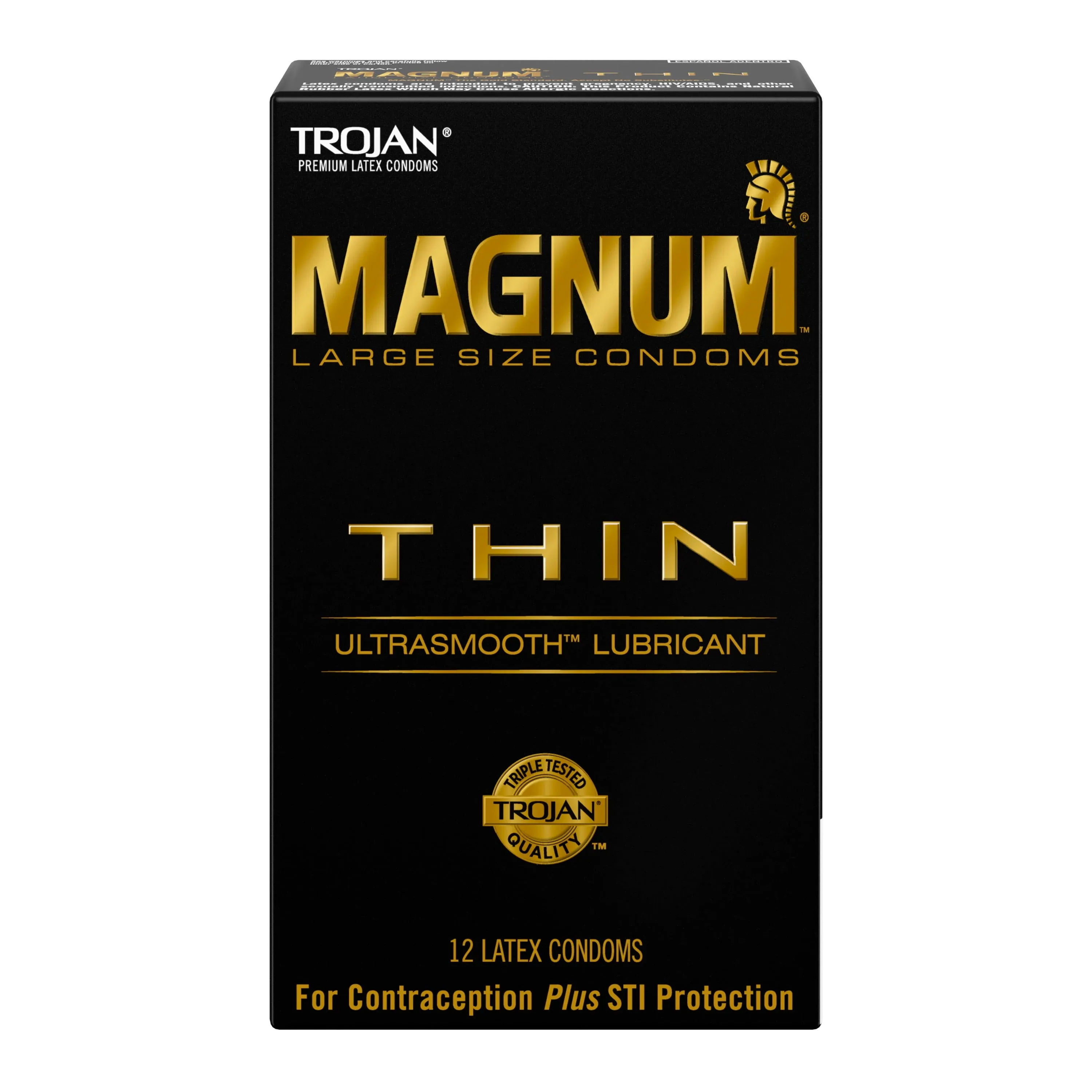 Trojan Magnum Thin Premium Latex Condoms, Ultrasmooth Lubricant, Large Size - 12 count