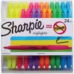 Sharpie Pocket Style Highlighters, Chisel Tip, Assorted Colors, 24/Pack