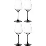 Manufacture Rock Red Goblet, Set of 4, Crystal Wine Glasses in Exciting Black...