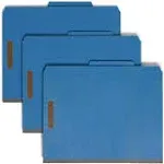 Smead - 100% Recycled Pressboard Classification Folders, 2 Dividers, Letter size, Dark Blue, 10/Box