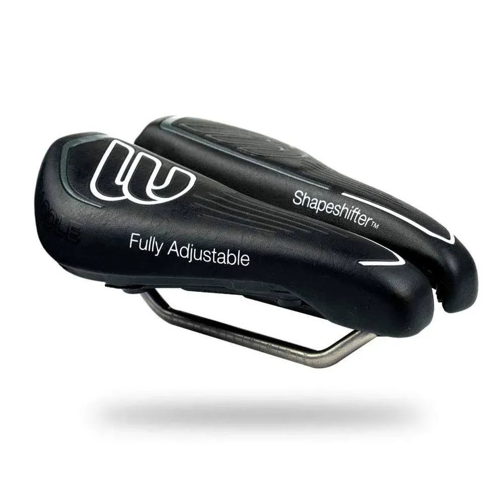 SRT Super Short Noseless Pain-Free Adjustable Bicycle Saddle Black with Titanium Rails Custom Fit Comfort, one Size