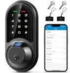 Veise Fingerprint Door Lock, 7-in-1 Keyless Entry Door Lock with App Control, Electronic Touchscreen Keypad, Smart Deadbolt, Biometric Locks for Front Door, Satin Nickel