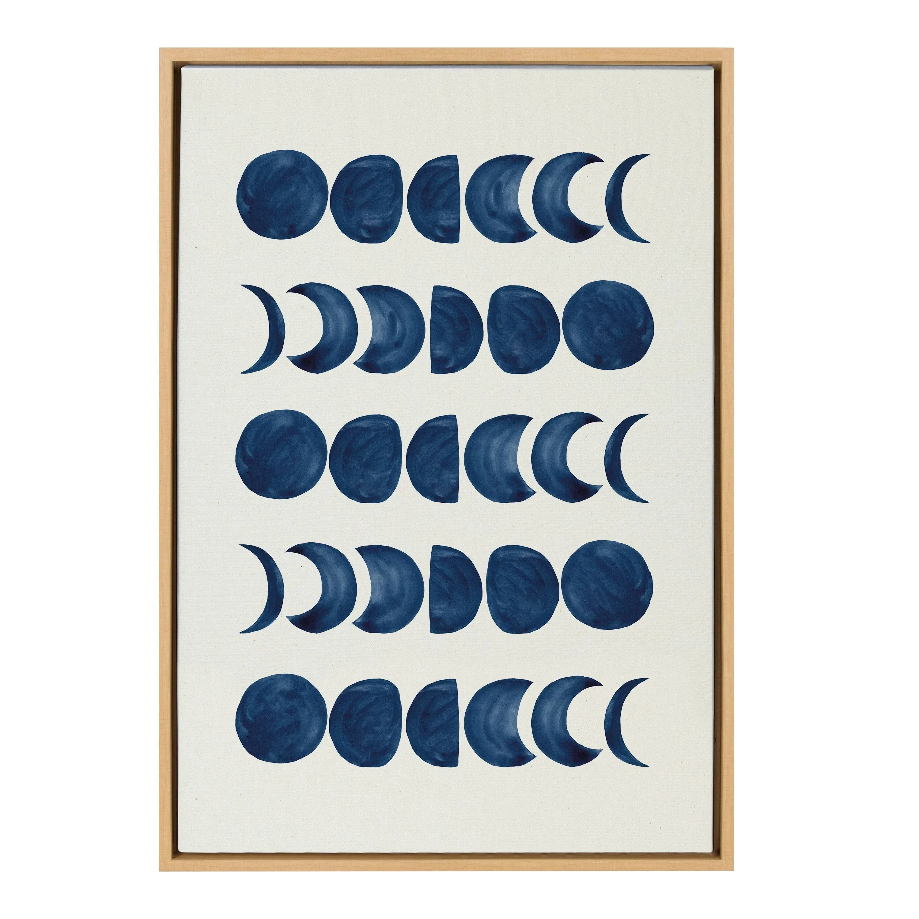 Kate and Laurel Sylvie 901 Moon Phases Framed Canvas Wall Art by Teju Reval of SnazzyHues, 23x33 Natural, Beautiful Astronomy Wall Decor