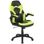 Flash Furniture X10 Gaming Chair Racing Office Ergonomic Computer PC Adjustable Swivel Chair with Flip-up Arms, Neon Green/Black LeatherSoft