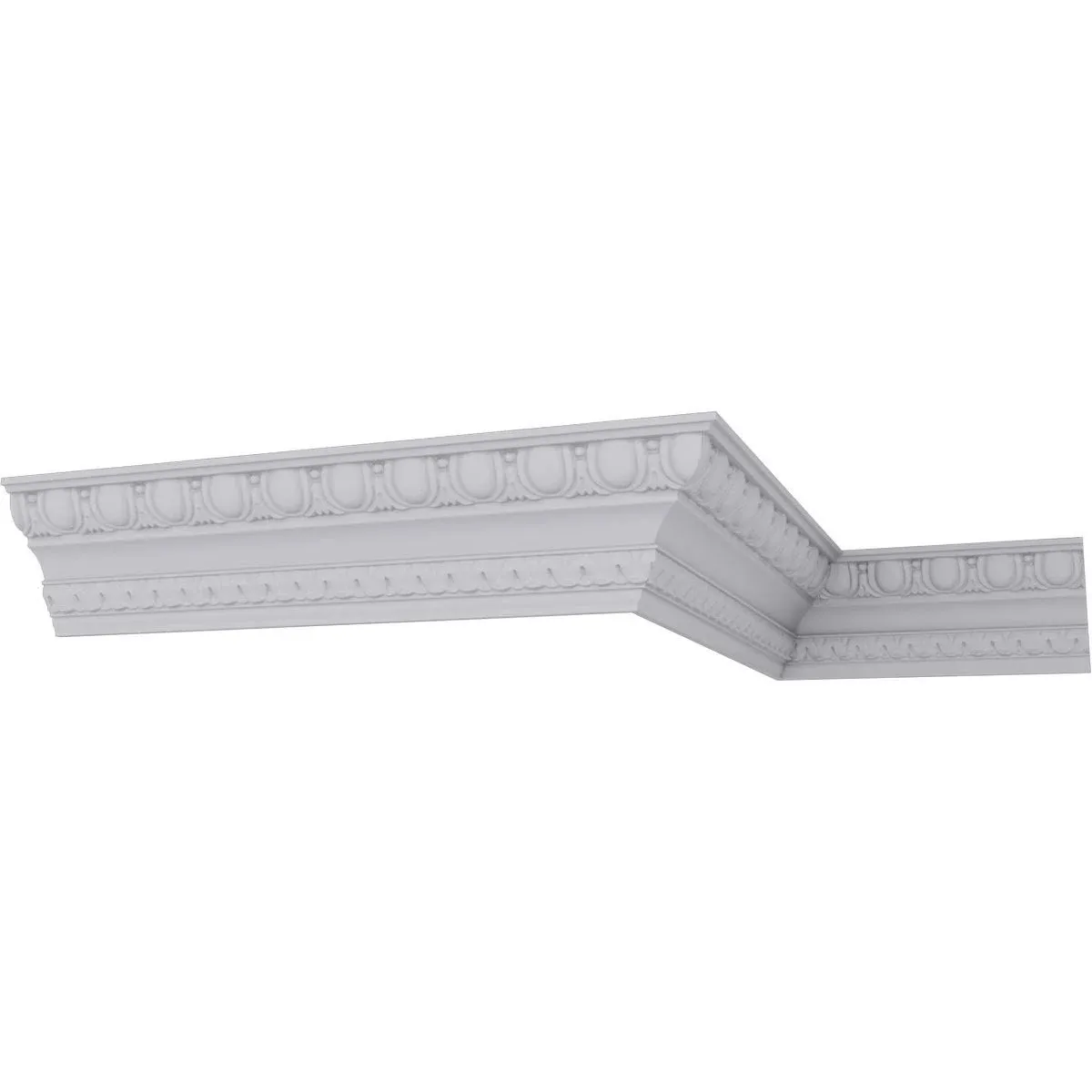 Ekena Millwork MLD04X03X06BE Bedford Egg & Dart Crown Moulding, 4 7/8"H x 3 1/2"P x 6"F x 94 1/2"L, White