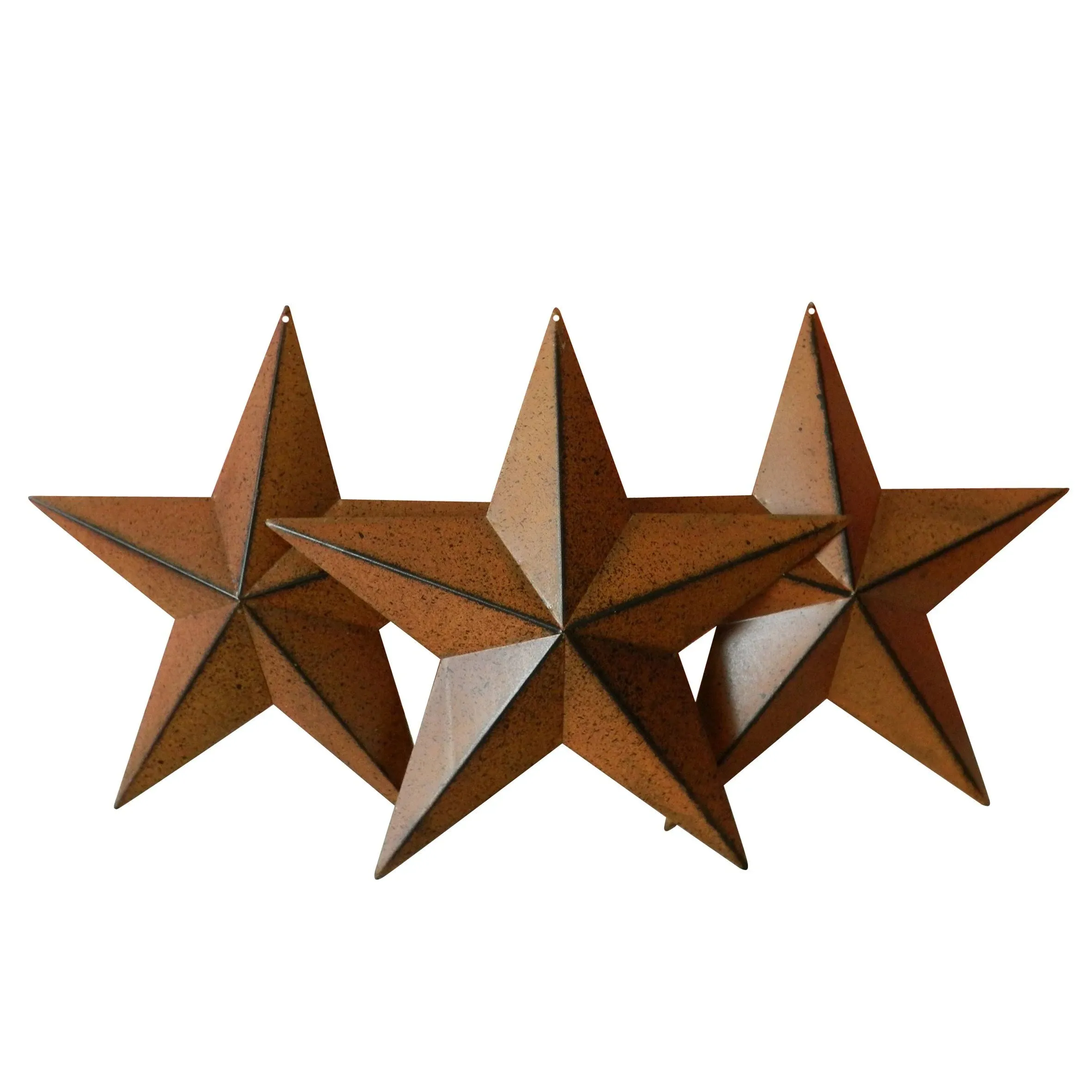 CVHOMEDECO. Primitives Rustic Antique Vintage Gifts Rusty/Black Metal Barn Star Wall/Door Decor, 3-Inch, Set of 12.