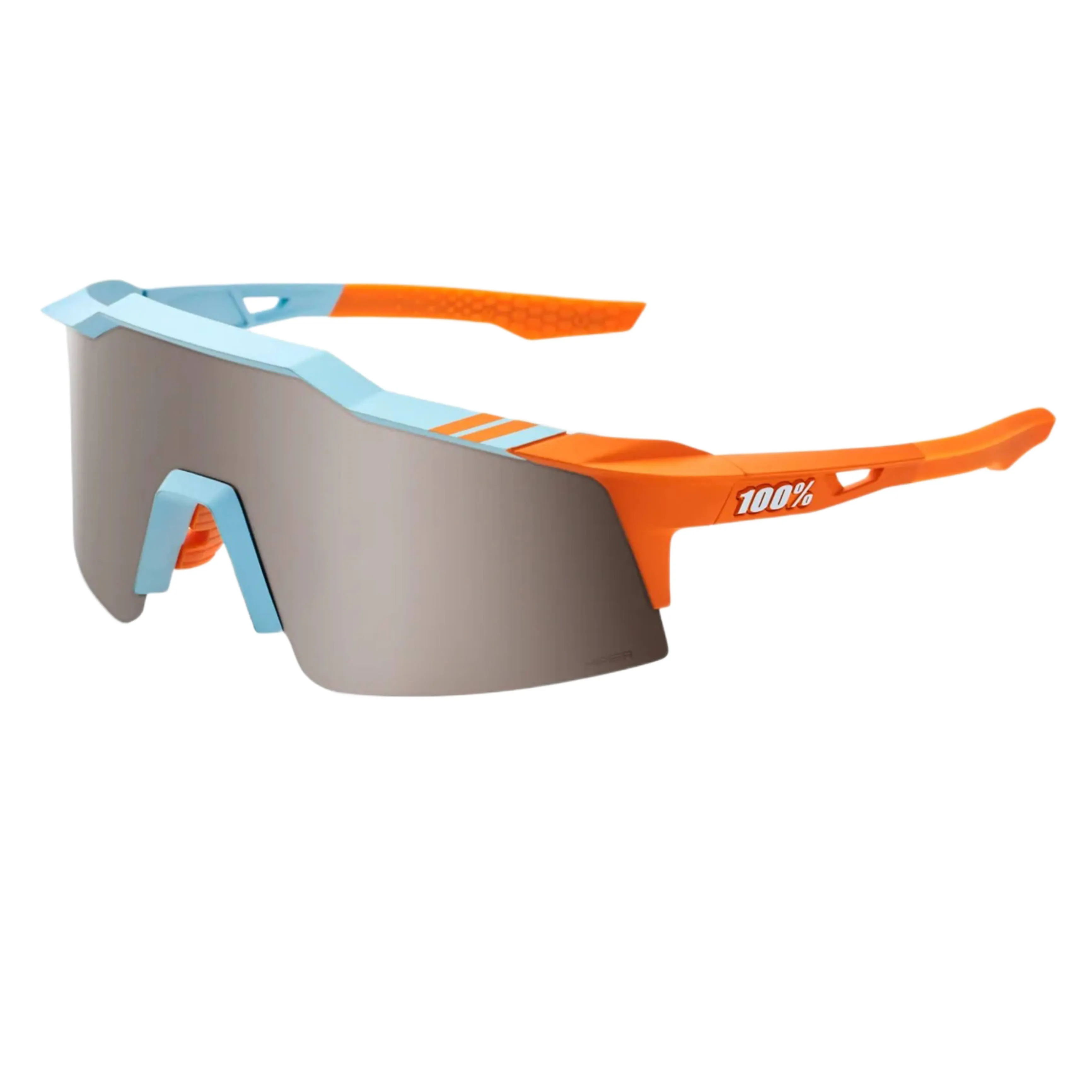 100% Speedcraft XS Soft Tact Two Tone Sunglasses, Silver Mirror