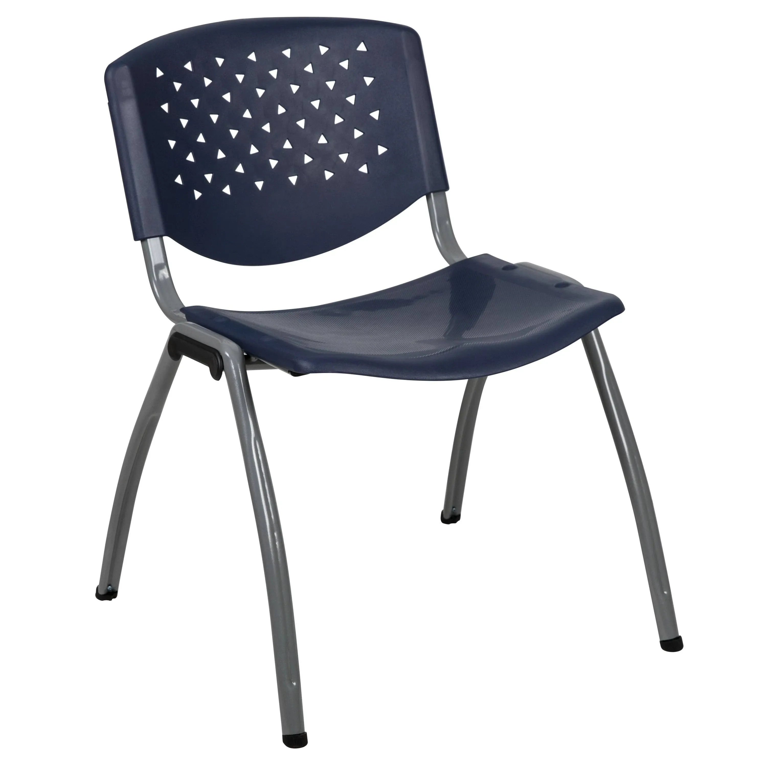 Hercules Series 880 lb. Capacity Navy Plastic Stack Chair with Titanium Gray Powder Coated Frame