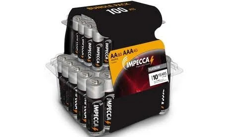 Impecca AA and AAA Batteries Combo Pack (100 Pack) High-Performance Alkaline Battery, AA 60 Count AAA 40 Count, Leak-Resistant, and Long-Lasting Technology