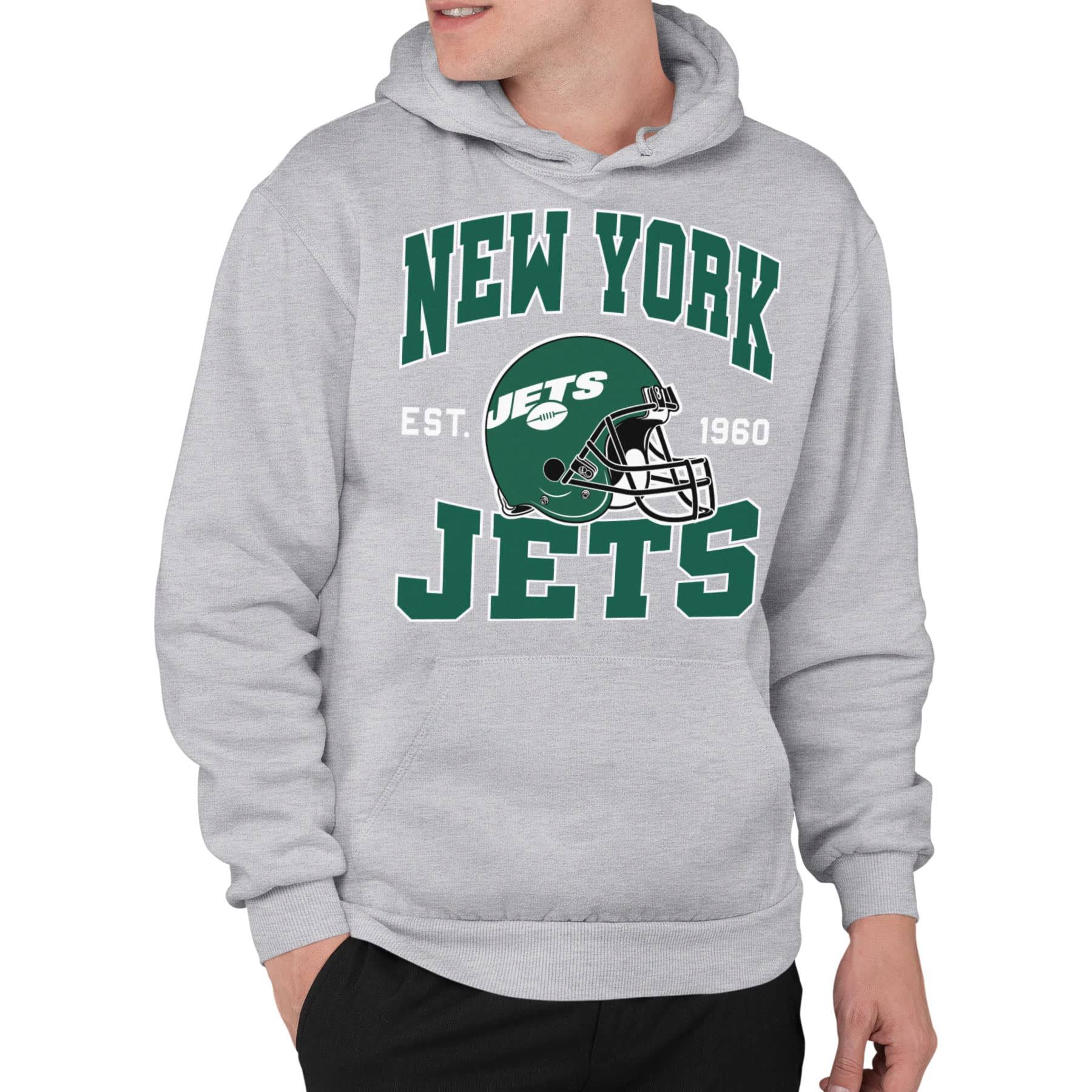 Junk Food Clothing x NFL - New York Jets - Team Helmet - Unisex Adult Pullover Fleece Hoodie for Men and Women - Size XX-Large