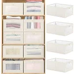 4 Pack Linen Storage Bins, Linen Closet Organizers and Storage for Organizing...