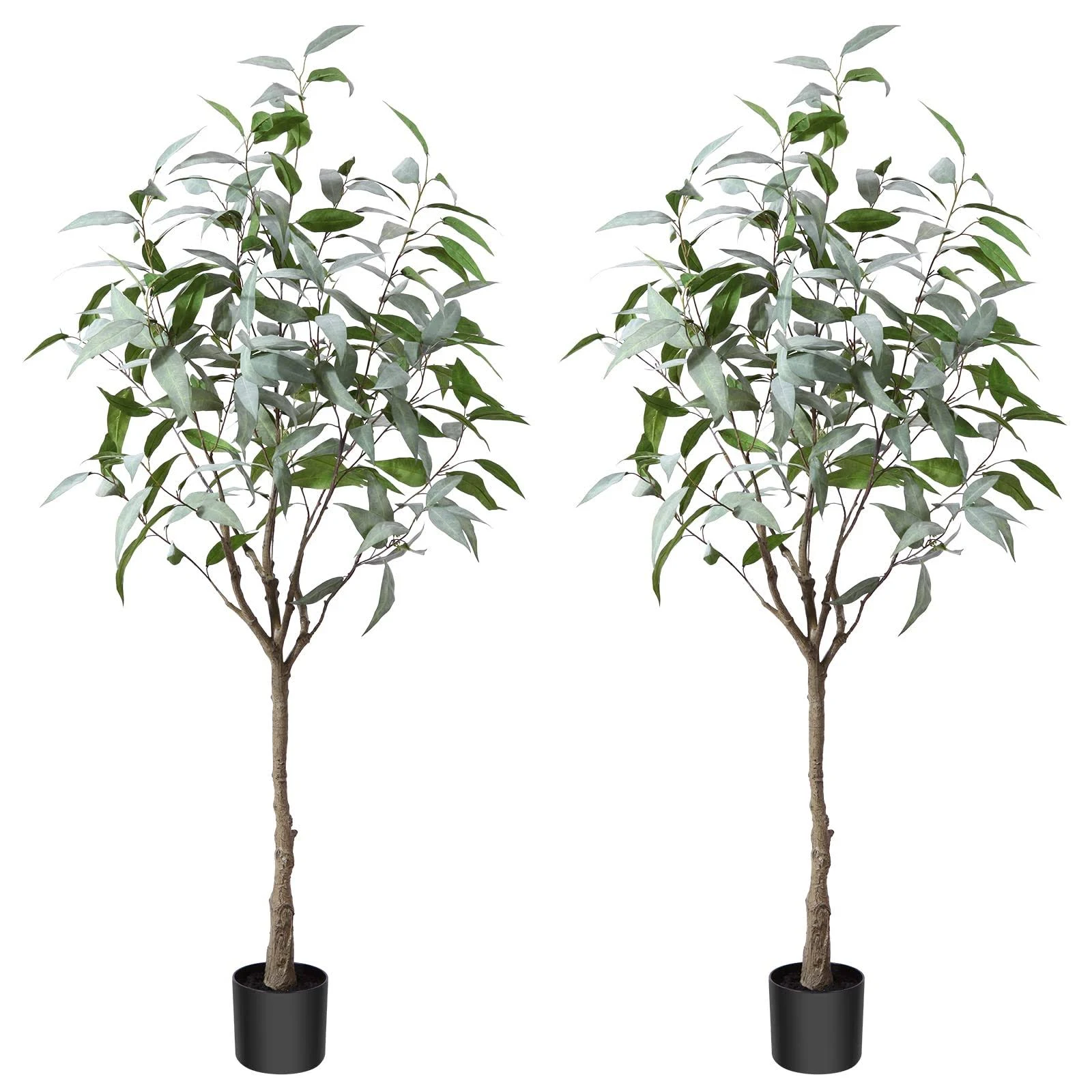 Artificial Eucalyptus Tree 6FT, Tall Fake Eucalyptus Tree Indoor, Large Faux Plants Artificial Silk Trees for Home Decor Outdoor Office Gift Ornaments, Set of 1