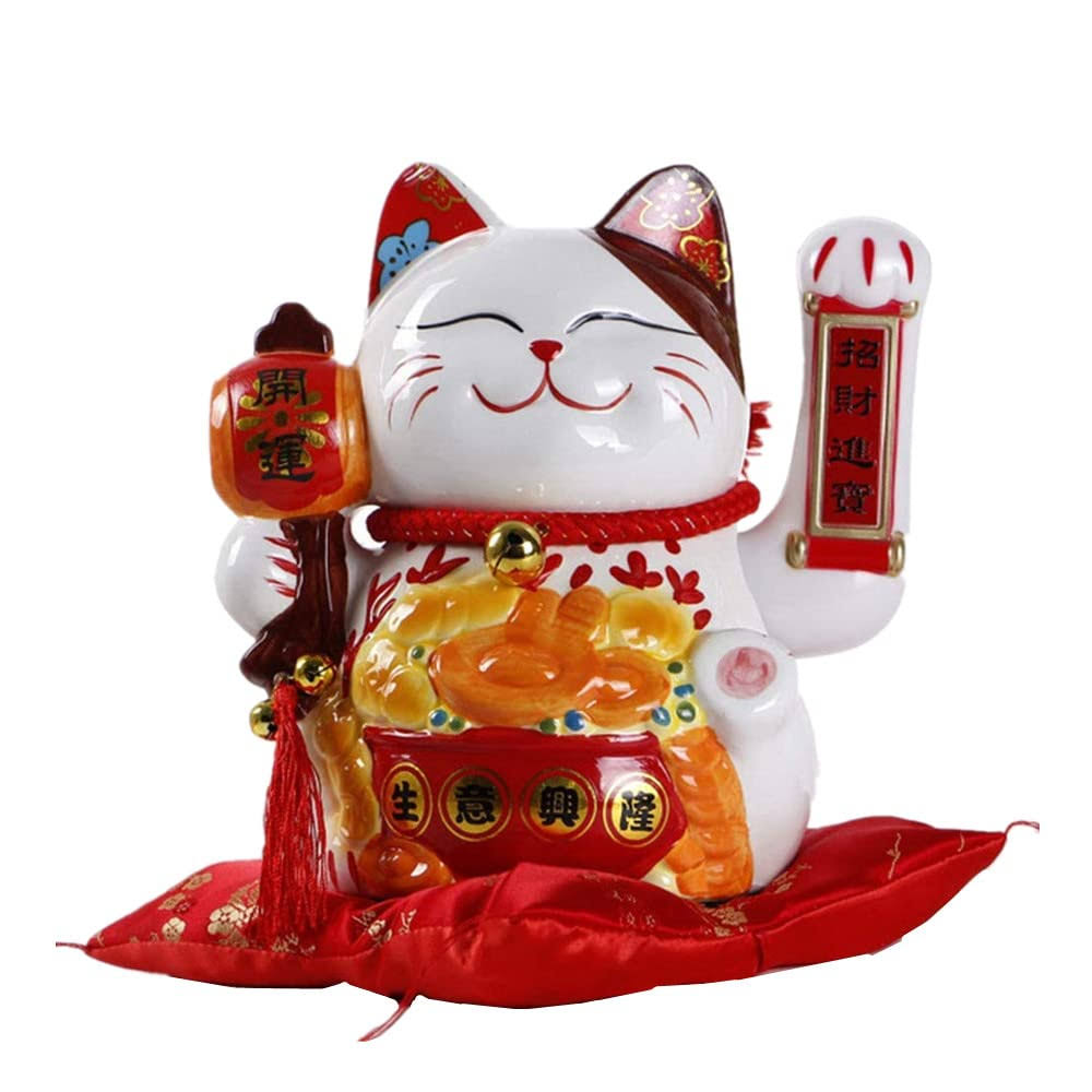 XIZHI 10 Inch Lucky Fortune Cat with Waving Arm Gold Operated Chinese Feng Sh...