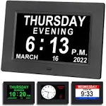 Alarm Clock with Day and Date for Elderly 3Displays 7Inch Digital Calendar Day C