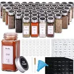 Hatoku 48 Pcs Glass Spice Jars, 4oz Empty Square Spice Bottles with 400 Spice ...