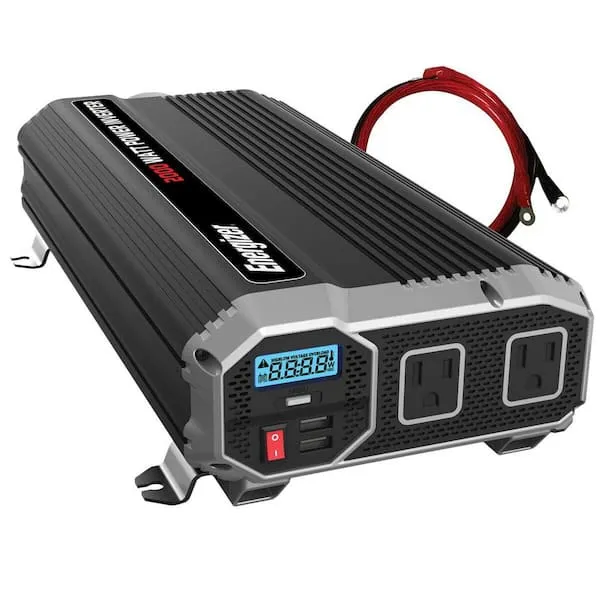 Energizer 2000 Watts Power Inverter Modified Sine Wave Car Inverter, 12v to 110v, Two AC Outlets, Two USB Ports (2.4 Amp), DC to AC Converter, Battery Cables Included – ETL Approved Under UL STD 458