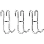 Simtive Shower Door Hooks (3-Pack), Over Door Hooks for Bathroom Frameless Glass Shower Door, Towel Hooks, Shower Squeegee Hooks, Silver