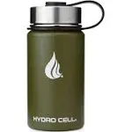 HYDRO CELL Stainless Steel Insulated Water Bottle with Straw - For Cold & Hot Drinks - Metal Vacuum Flask with Screw Cap and Modern Leakproof Sport Thermos for Kids & Adults (Army 14oz)