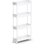 Slim Rolling Storage Cart, 4 Tier Storage Organizer Utility Cart Mobile Shelving Unit SPACEKEEPER Size: 34" H x 15.75" W x 5.1" D Finish: Silver