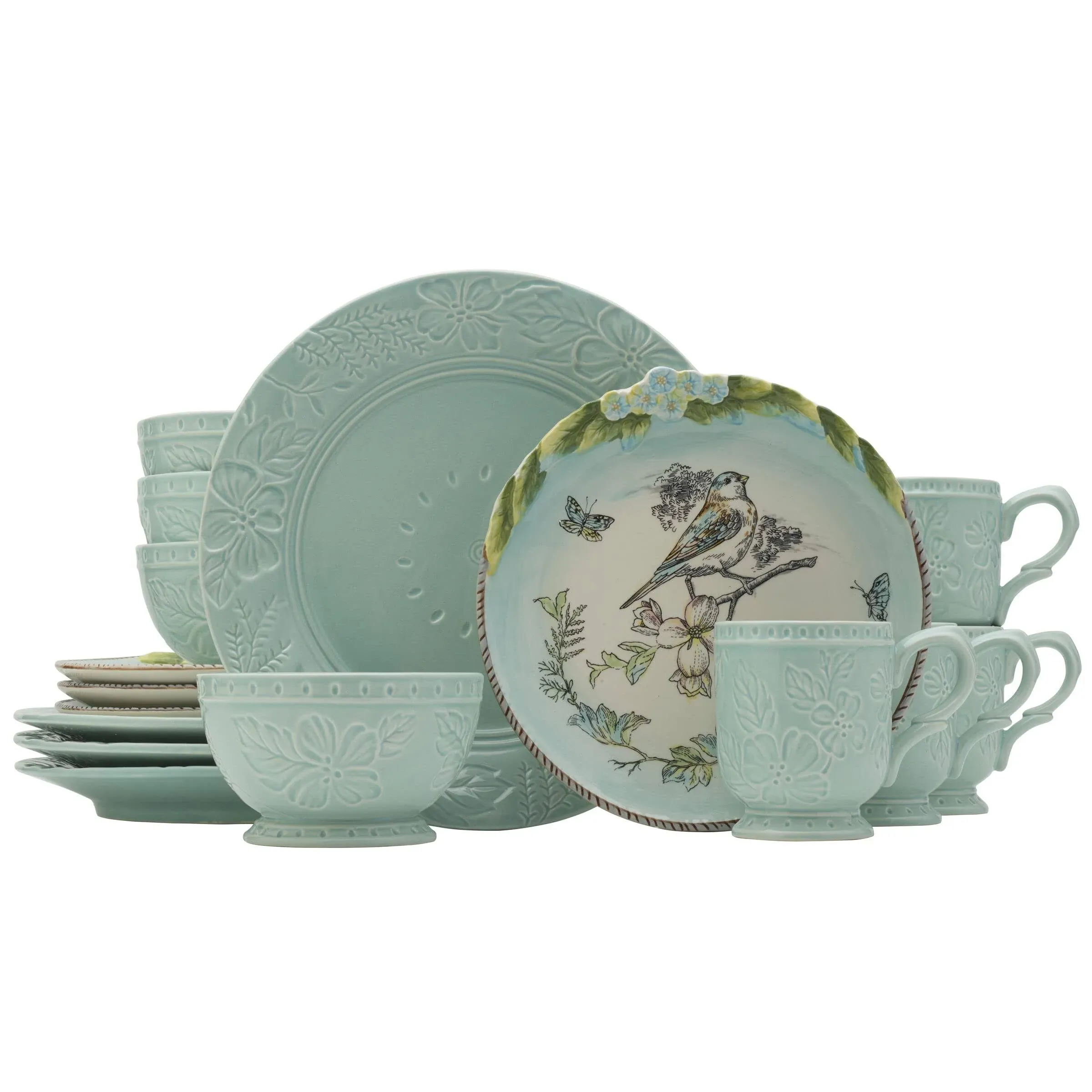 Fitz and Floyd English Garden Bird Accent 16-pc Dinnerware Set