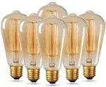 Hession 6-Pack Vintage Edison Bulbs, ST64 40W E26 Base Amber Glass Warm White Filament Antique Decorative Dimmable Light Bulb