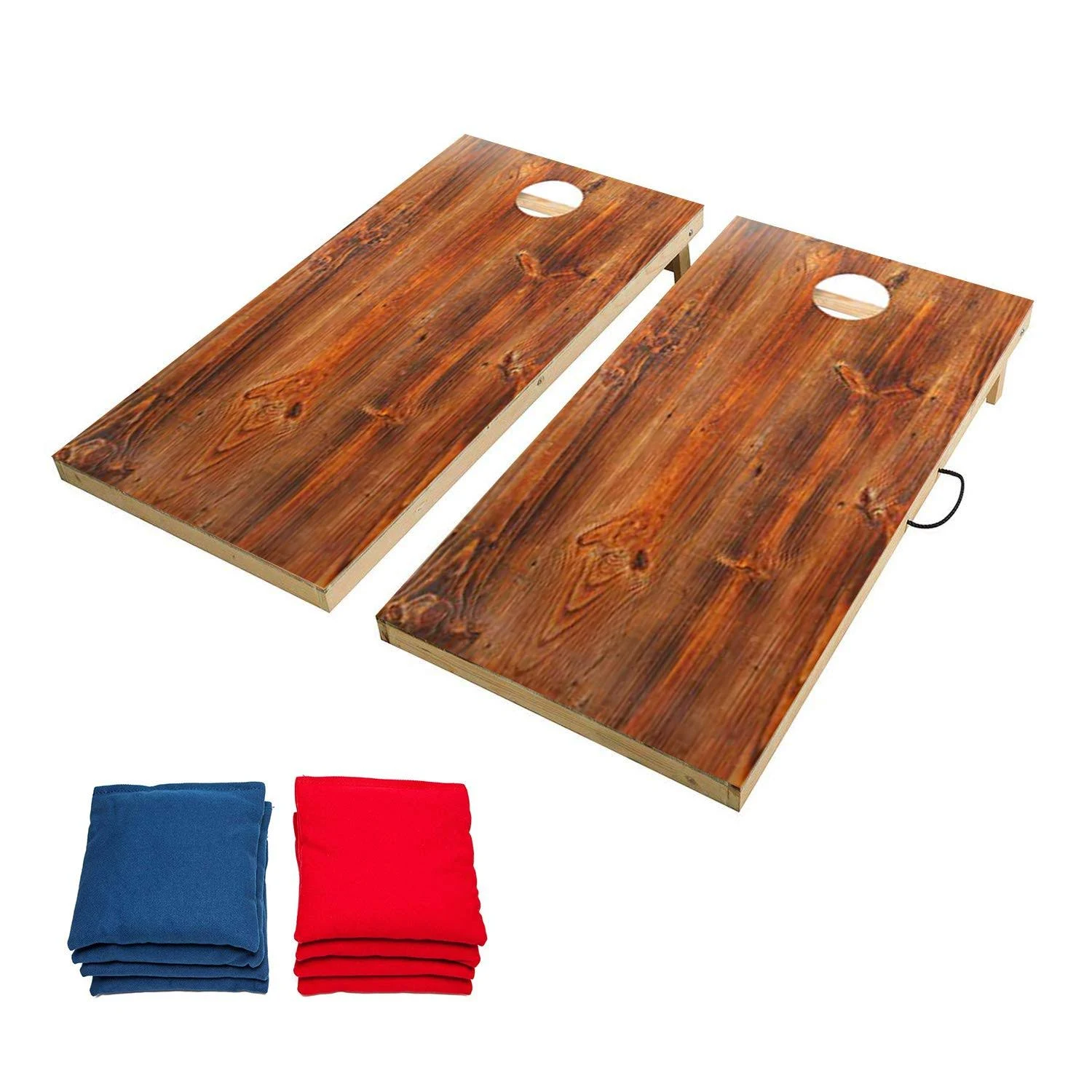 Solid Wood Cornhole Game Set with Weatherproof Coating, Portable Cornhole Boards Includes Set of 8 Corn Hole Toss Bags