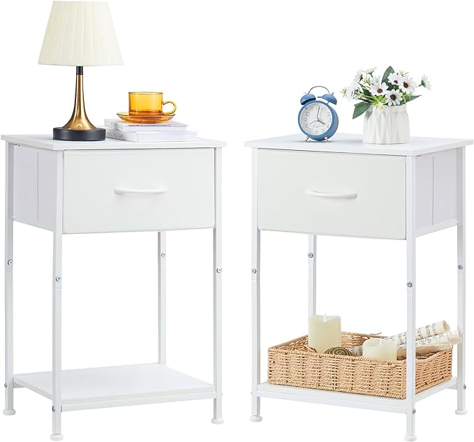 Somdot Nightstands Set of 2, Bedside Table End Table for Bedroom Nursery Living ...