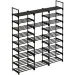 WOWLIVE 9 Tiers Large Shoe Rack Storage Organizer for Closet 50-55 Pairs Shoe Tower Unit Shelf Stackable Shoe Rack with Metal Pipes Plastic Connectors Black(SSS3B9)