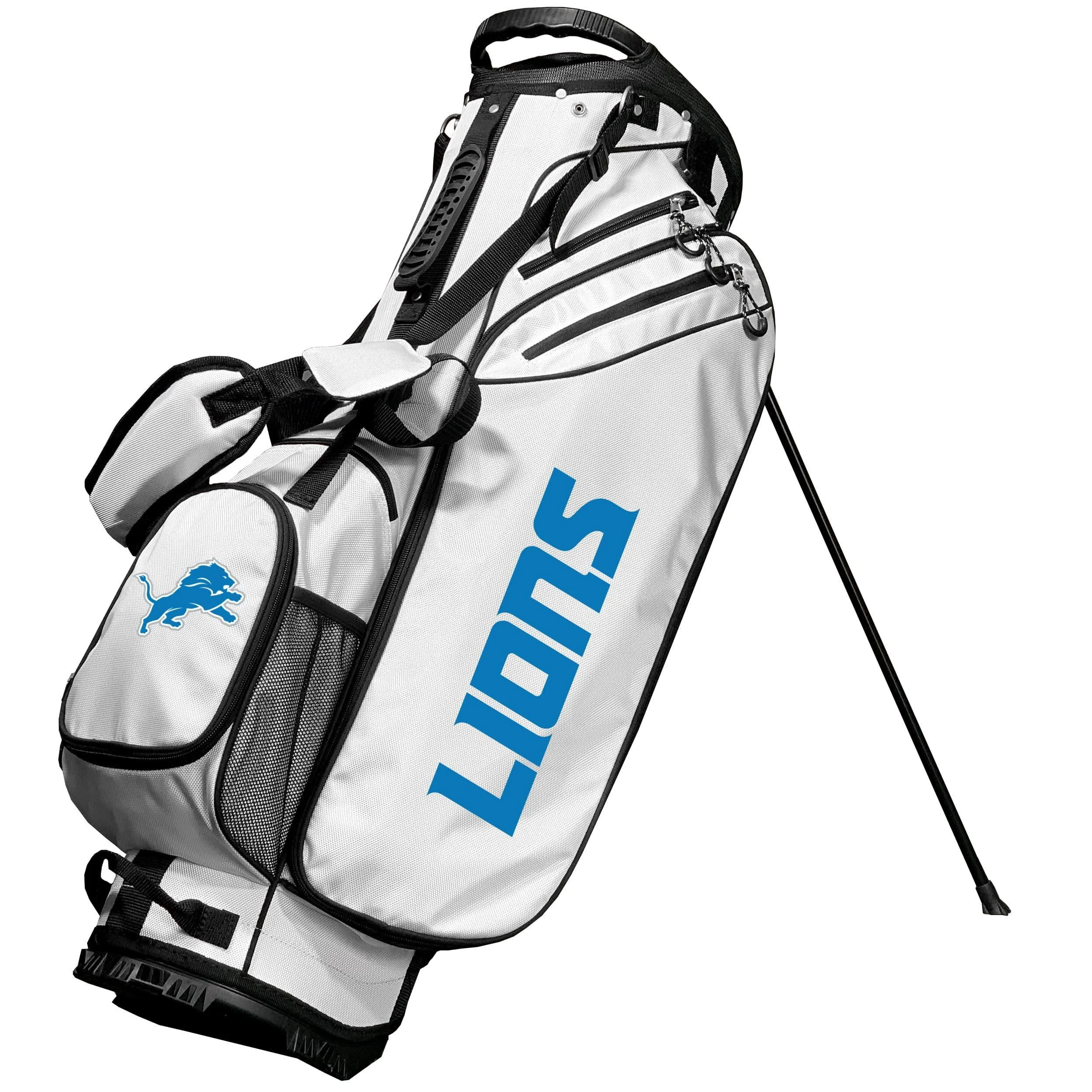 Team Golf NFL Detroit Lions Birdie Golf Stand Bag, Lightweight, 14-Way Club Divider, Spring Action Stand, Insulated Cooler Pocket, Velcro Glove and Umbrella Holder & Padded Handles