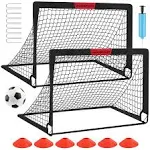 VAVOSPORT Kids Soccer Goals for Backyard Set - 2 of 4' x 3' Portable Soccer Goal Training Equipment, Pop Up Toddler Soccer Net with Soccer Ball,