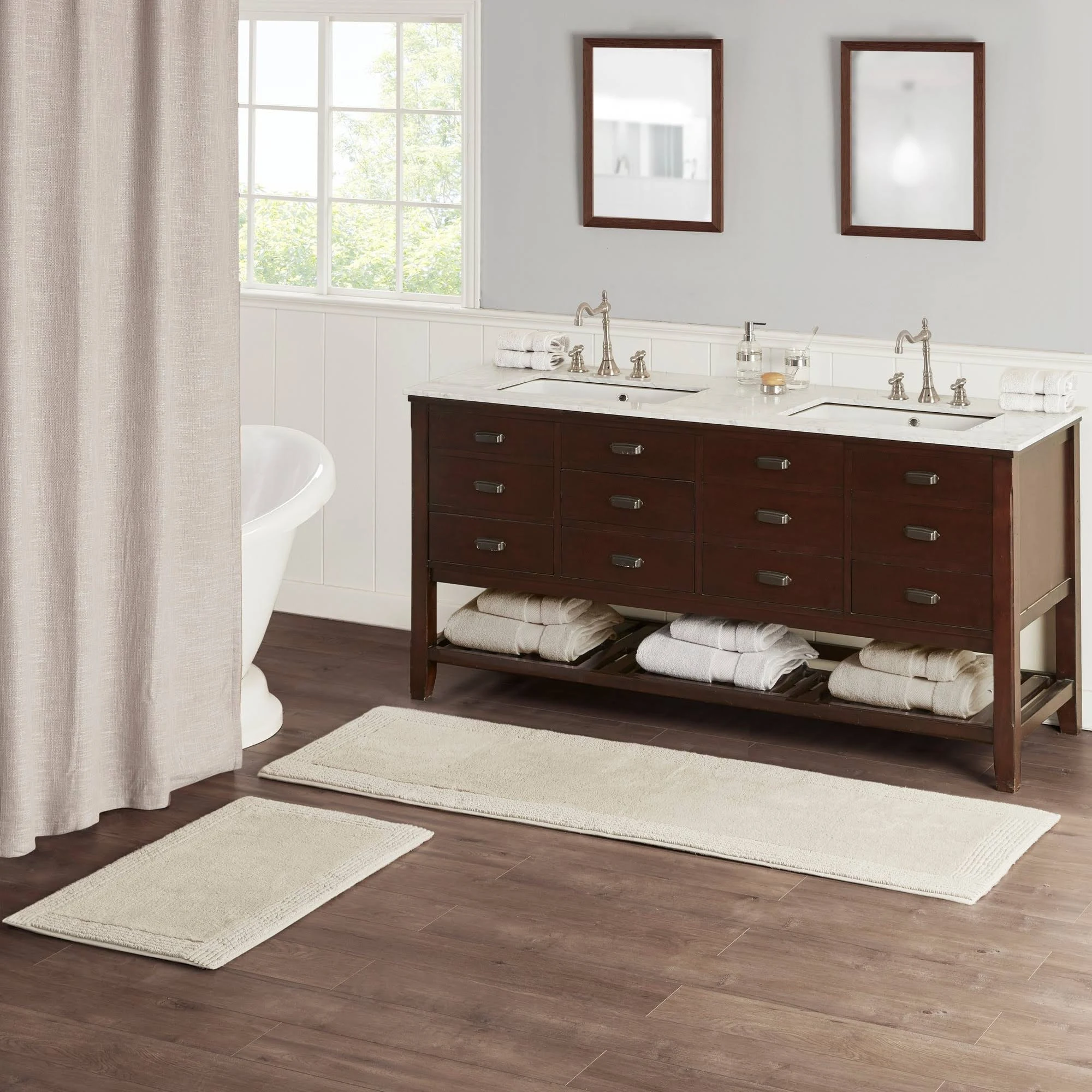 Madison Park Signature 21x34 100% Cotton Tufted 3000 GSM Reversible Bath Rug in Mink - Olliix MPS72-448