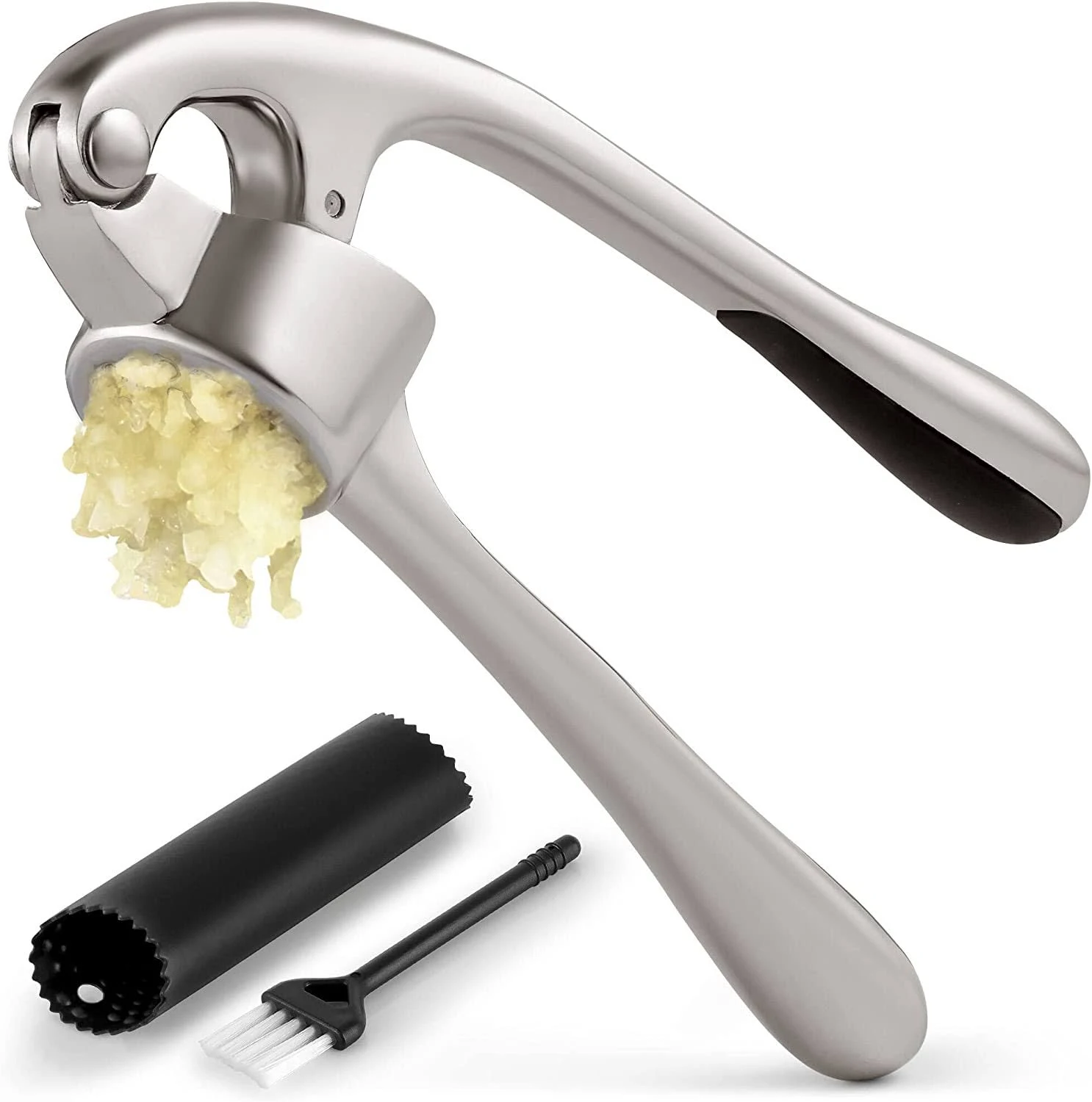 Garlic Press With Silicone Peeler and Brush