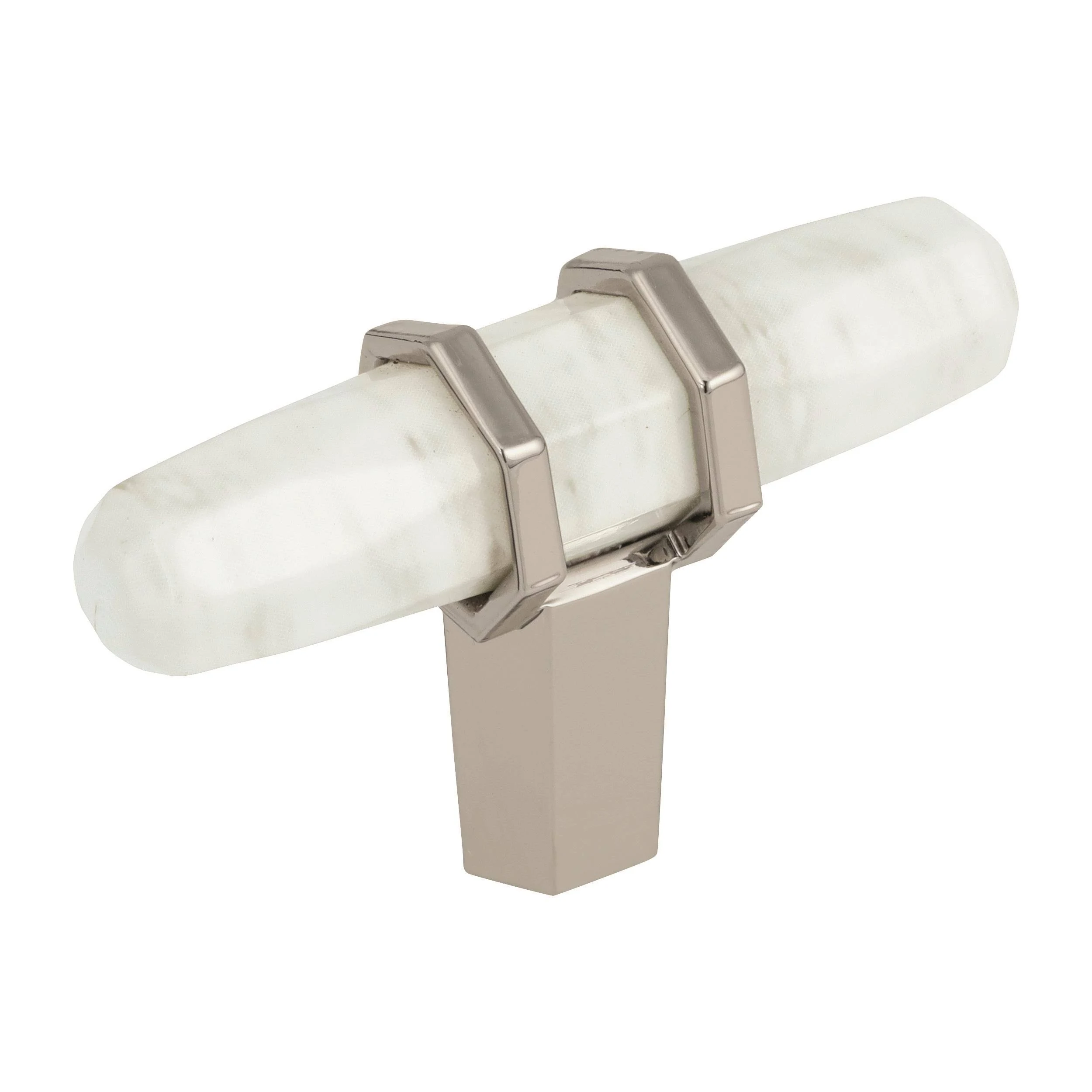 Amerock BP36647MWPN 2-1/2 inch Carrione Length Cabinet Knob Marble White/Polished Nickel