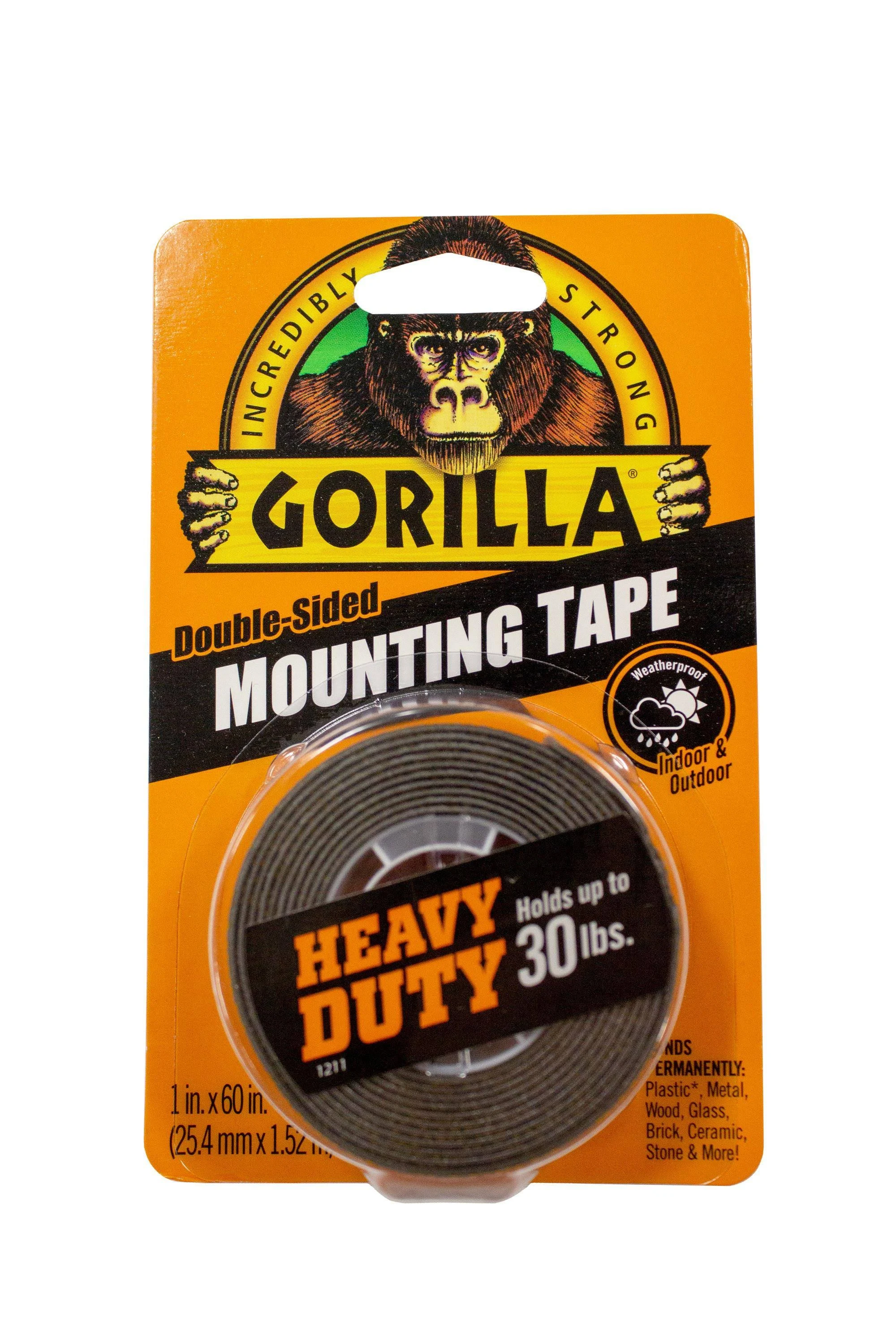 Gorilla Heavy Duty Black Mounting Tape, 1" x 60"