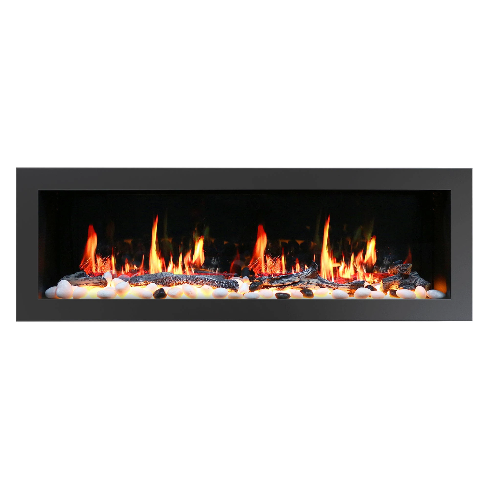 Litedeer Homes Latitude II Built-in Smart Electric Fireplace with 3-Inch Trim - Realistic Flame