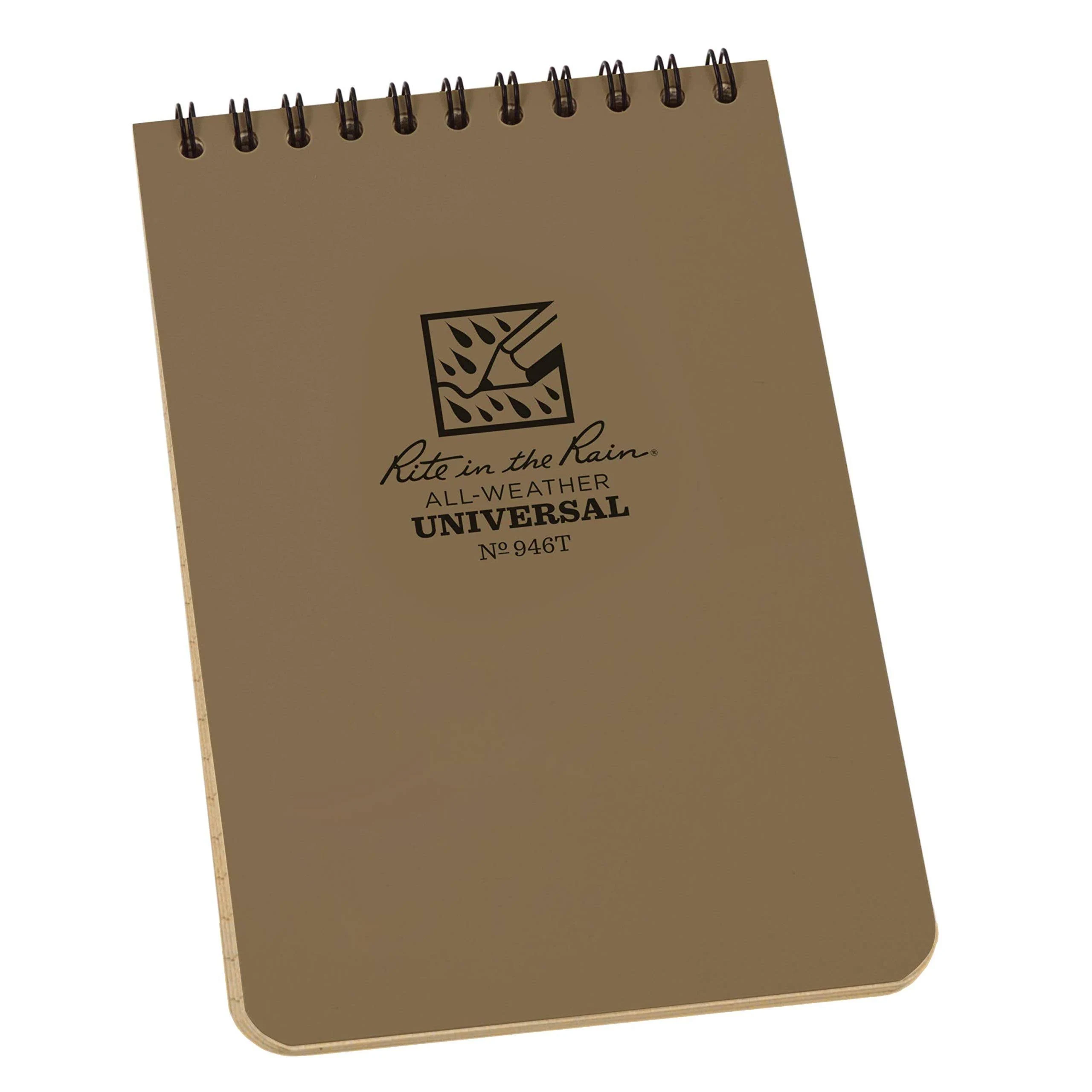 Rite In The Rain Universal All Weather Top Spiral Notebooks 3 Pack Tan Cover