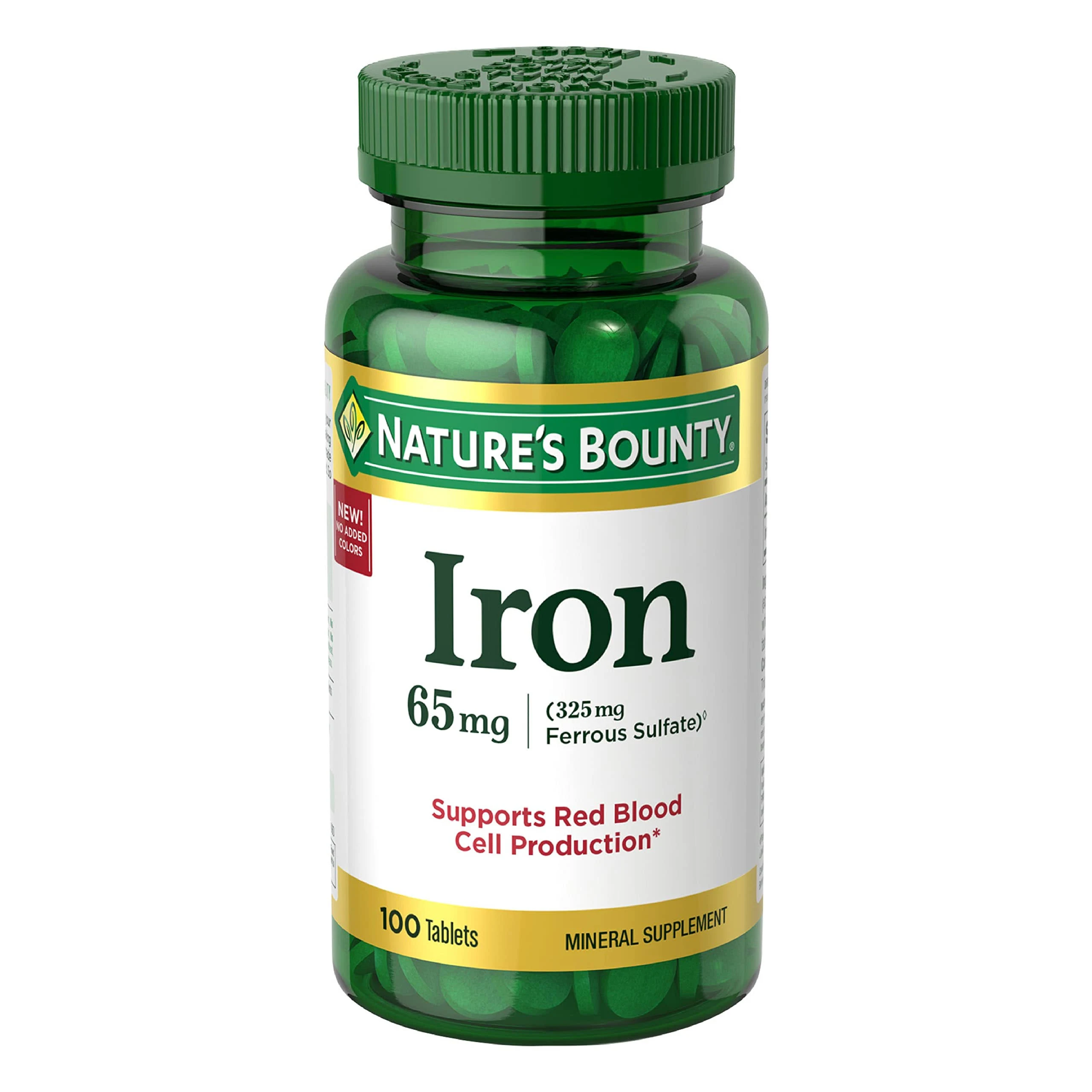 Nature's Bounty Iron 65mg, 325mg Ferrous Sulfate Tablets, 100 Ea