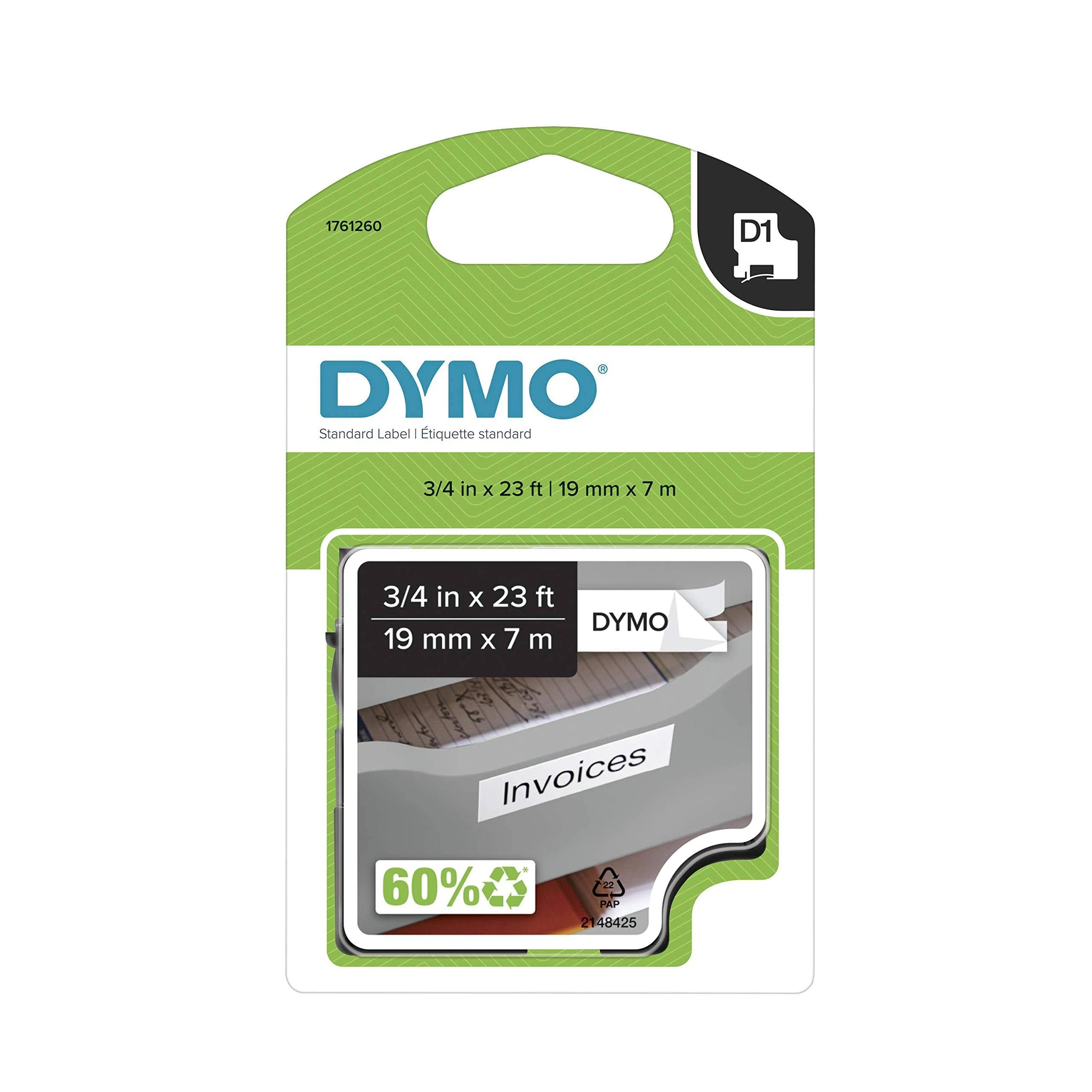 DYMO® D1 High-Performance Polyester Removable Label Tape, 0.37" x 23 ft, Black on White (DYM41913)