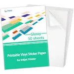 Glossy White Waterproof Labels On Sticker Paper Printable Vinyl For, 50 Sheets.