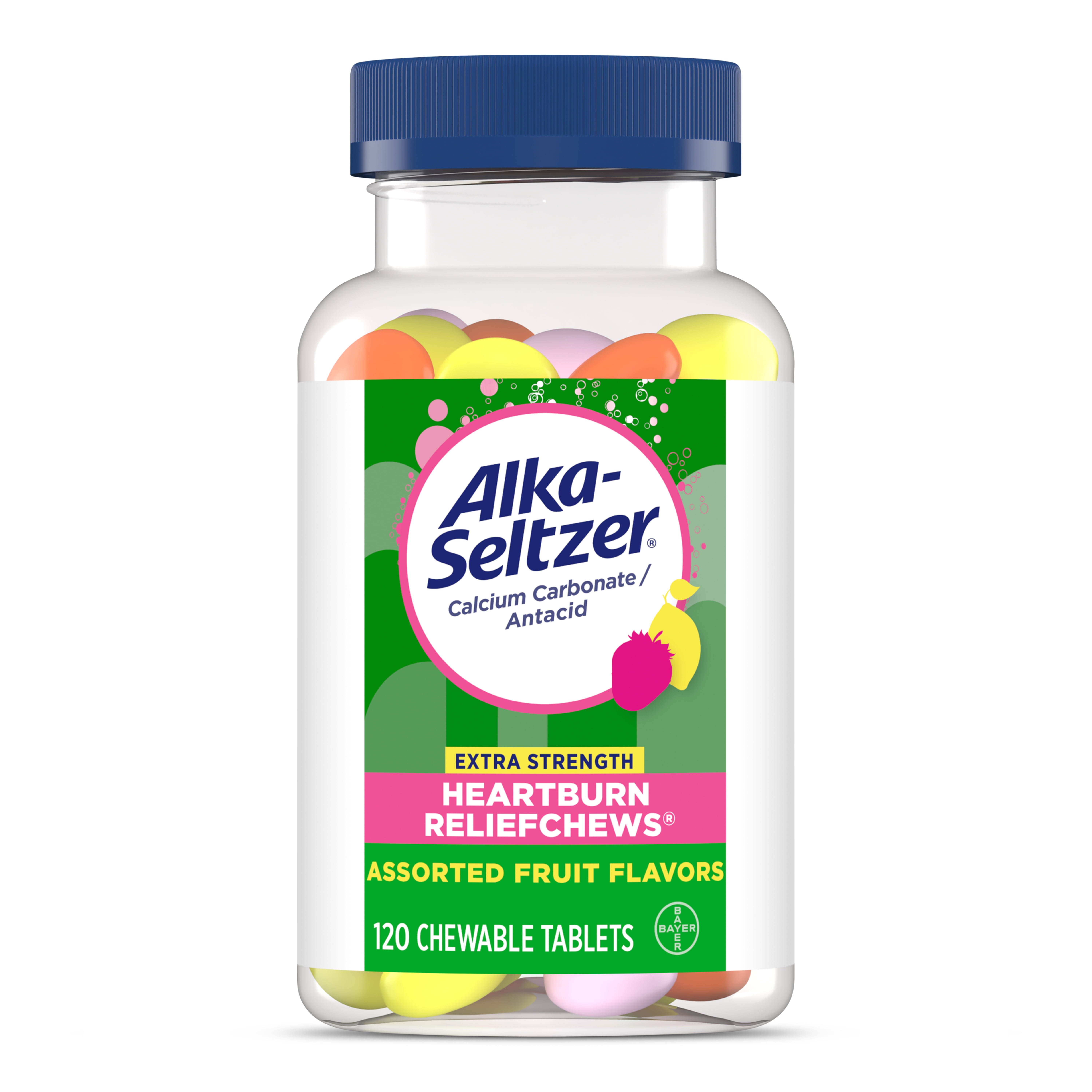 Alka-Seltzer Reliefchews Antacid, Heartburn, Extra Strength, Chewable Tablets, Assorted Fruit - 32 tablets