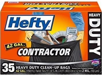 Hefty Contractor Heavy Duty Clean-Up Bags, 42 gallon, 35 count