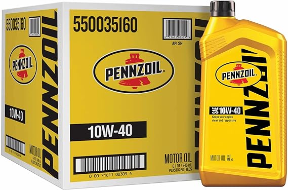 Pennzoil 10W-40 Gasoline Engine Oil, 1 Quart (Case of 6)