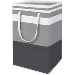 SONGMICS Set of 2 Laundry Hamper, 75 L Foldable Laundry Basket, Laundry Bag with Short and Long Handles, Easy to Transport and Clean, Freestanding, for Bedroom, Bathroom, Slate Gray ULCB208G01